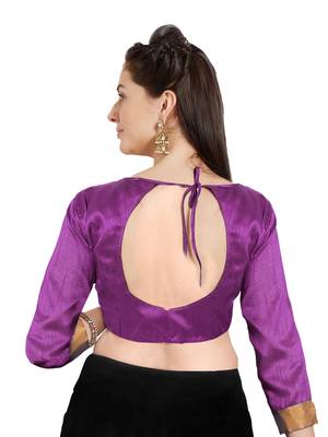 Wine Art Silk Readymade Party Saree Blouse 2