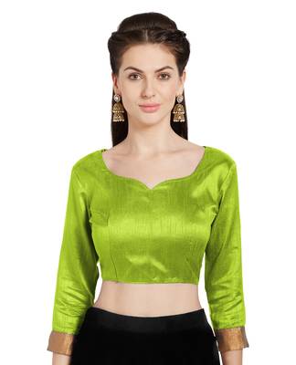 Parrot Green Art Silk Readymade Party Saree Blouse 1