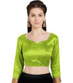 Parrot Green Art Silk Readymade Party Saree Blouse