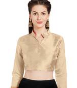 Beige Art Silk Readymade Partywear Saree Blouse