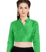 Leaf Green Art Silk Readymade Partywear Saree Blouse