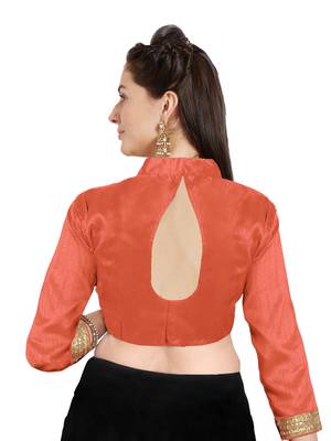 Orange Art Silk Readymade Partywear Saree Blouse 2