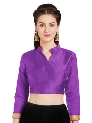 Purple Art Silk Readymade Partywear Saree Blouse 1