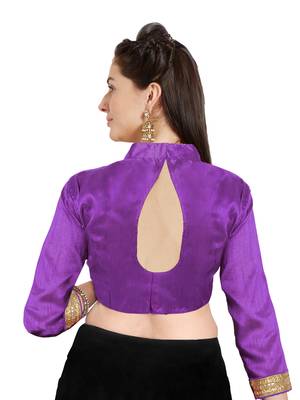 Purple Art Silk Readymade Partywear Saree Blouse 2