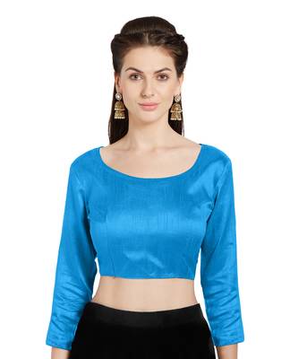 Turquoise Art Silk Readymade Party Saree Blouse 1