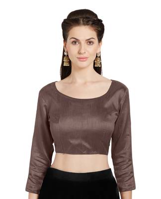 Brown Art Silk Readymade Party Saree Blouse 1