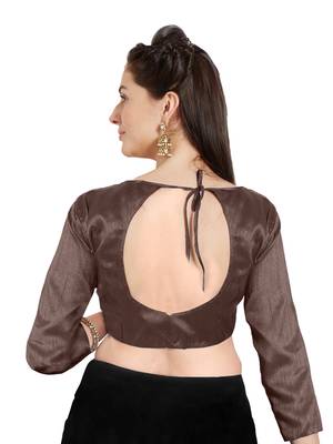 Brown Art Silk Readymade Party Saree Blouse 2