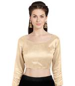 Beige Art Silk Readymade Party Saree Blouse Boat Neck Choli Mirchi Fashion Top