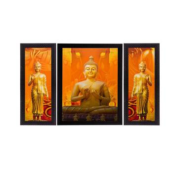 Set of 3 Meditating Buddha Matt Textured UV Art Painting 1