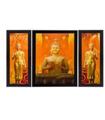 Set of 3 Meditating Buddha Matt Textured UV Art Painting