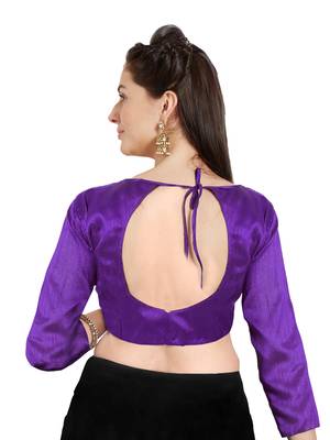 Purple Art Silk Readymade Party Saree Blouse 2