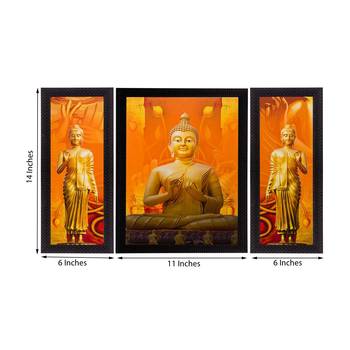 Set of 3 Meditating Buddha Matt Textured UV Art Painting 2