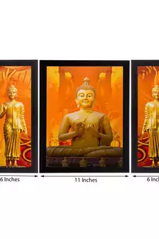 Set of 3 Meditating Buddha Matt Textured UV Art Painting