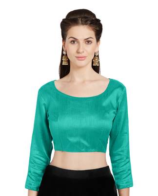 Teal Art Silk Readymade Party Saree Blouse 1