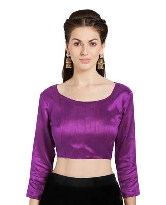 Wine Art Silk Readymade Party Saree Blouse 1