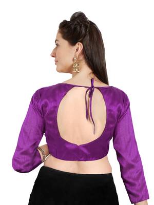 Wine Art Silk Readymade Party Saree Blouse 2