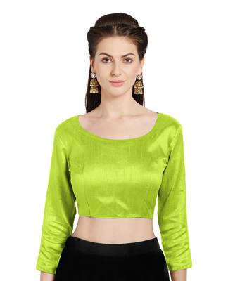 Parrot Green Art Silk Readymade Party Saree Blouse 1