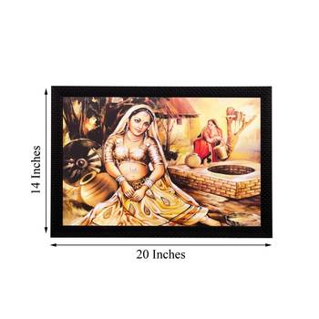 Village Women Near Well Matt Textured UV Art Painting 3
