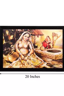 Village Women Near Well Matt Textured UV Art Painting