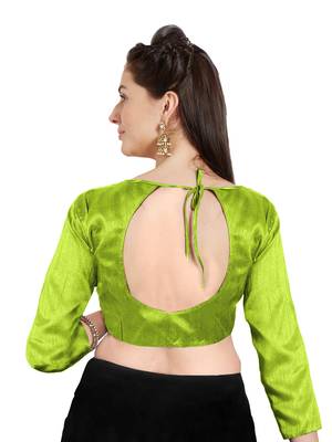 Parrot Green Art Silk Readymade Party Saree Blouse 2