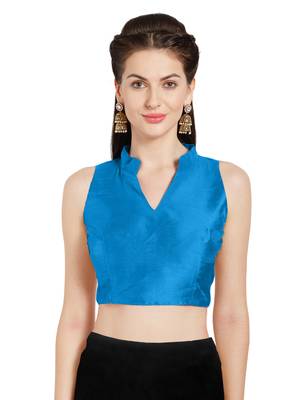 Turquoise Art Silk Readymade Party Saree Blouse 1