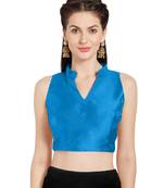 Turquoise Art Silk Readymade Party Saree Blouse