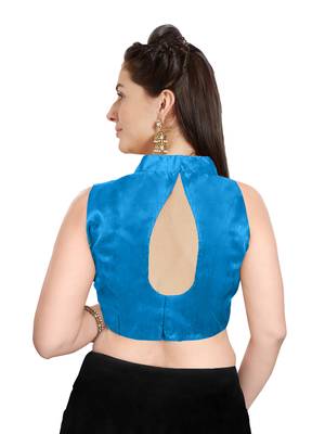 Turquoise Art Silk Readymade Party Saree Blouse 2