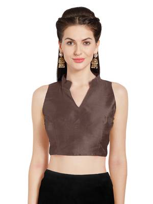 Brown Art Silk Readymade Party Saree Blouse 1