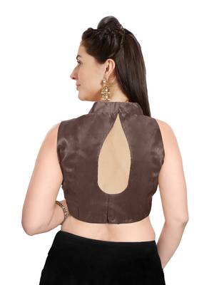 Brown Art Silk Readymade Party Saree Blouse 2