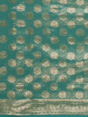 green woven art silk saree with blouse 4