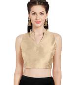 Beige Art Silk Readymade Party Saree Blouse
