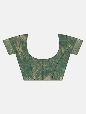 green woven art silk saree with blouse 5