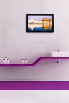 Beautiful Golden Temple Matt Textured UV Art Painting