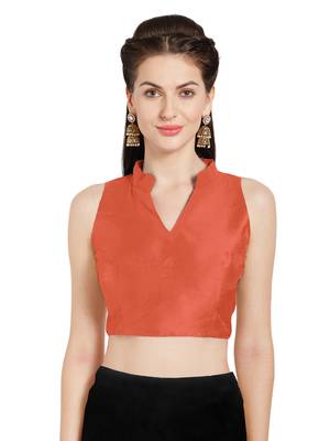 Orange Art Silk Readymade Party Saree Blouse 1