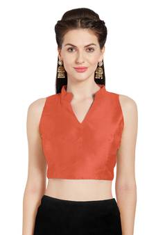 Orange Art Silk Readymade Party Saree Blouse