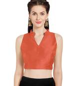 Orange Art Silk Readymade Party Saree Blouse