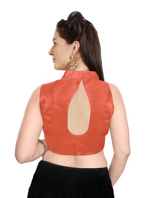 Orange Art Silk Readymade Party Saree Blouse 2