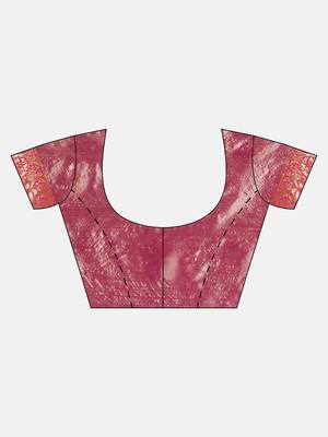 Pink woven art silk saree with blouse 5