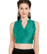 Teal Art Silk Readymade Party Saree Blouse
