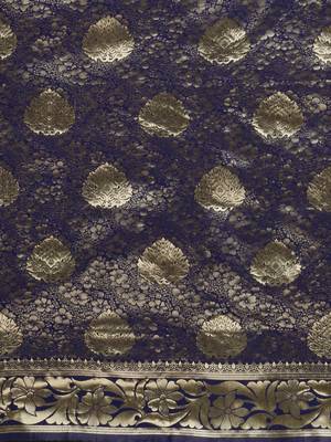 blue woven art silk saree with blouse 4