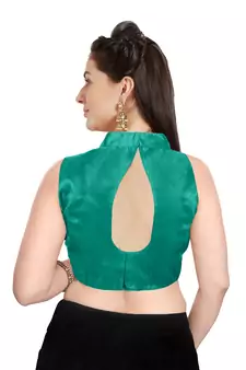 Teal Art Silk Readymade Party Saree Blouse