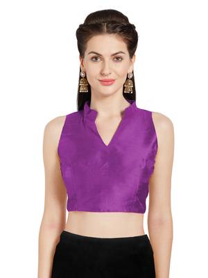 Wine Art Silk Readymade Party Saree Blouse 1