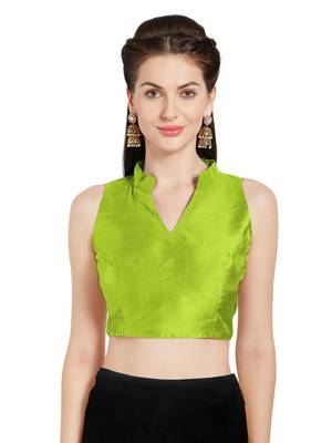 Parrot Green Art Silk Readymade Party Saree Blouse 1