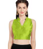 Parrot Green Art Silk Readymade Party Saree Blouse