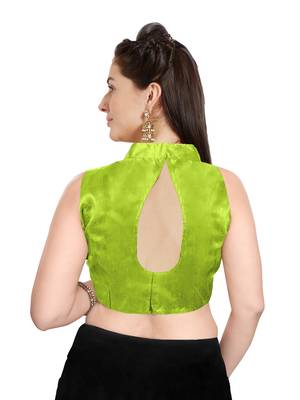 Parrot Green Art Silk Readymade Party Saree Blouse 2