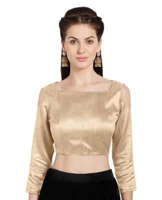 Beige Art Silk Readymade PartywearSaree Blouse 1