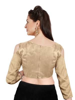 Beige Art Silk Readymade PartywearSaree Blouse 2