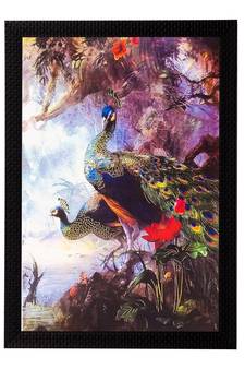 Beautiful Peococks Matt Textured UV Art Painting