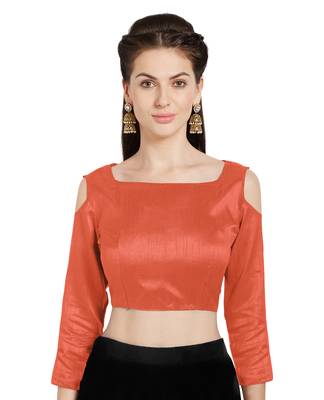 Orange Art Silk Readymade PartywearSaree Blouse 1