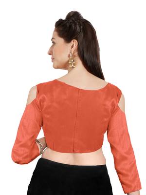 Orange Art Silk Readymade PartywearSaree Blouse 2